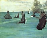 Eduard Manet Famous Paintings - The Beach at Sainte Adresse